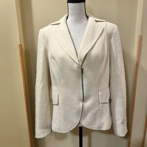 Cache Women's Ivory Zip Wool Jacket Size Large